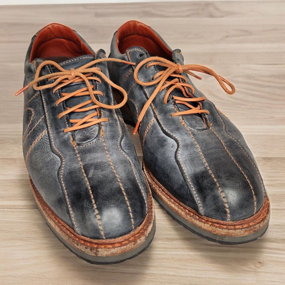 Allen Edmonds Voyager Oxford Shoes Size 9.5 D Mens Navy Orange Laces Trim 6183